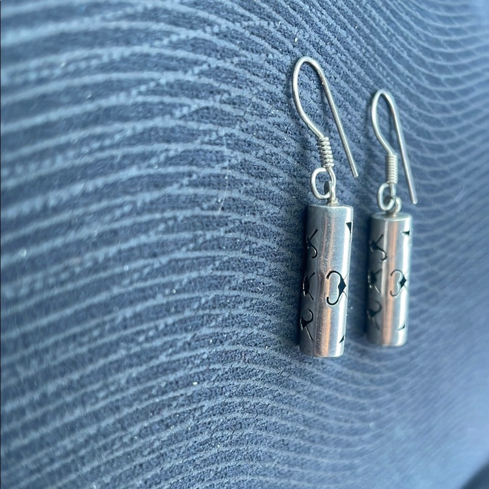 .925 Sterling DANGLY EARRINGS Mexican Silver Fine Jewelry  Vintage 1990’s - Picture 2 of 9
